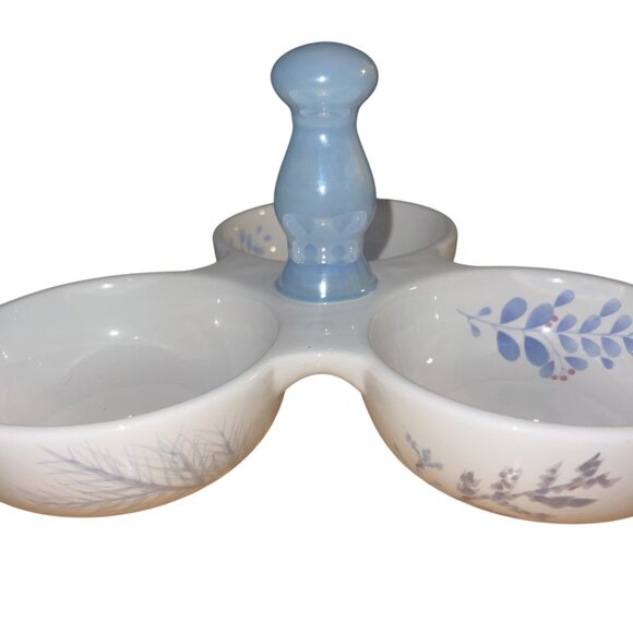 Pfaltzgraff Ceramic Triple Serving Bowl With Floral Design Made In China - Picture 6 of 11